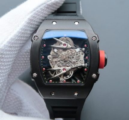 Replica Richard Mille RM027 PVD Skeleton Dial Black Rubber Strap 6T51