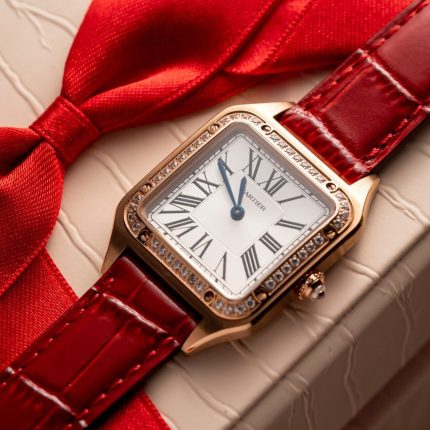 Cartier Replica Watch Santos Dumont WJSA0017 Red Leather Strap 38 27.5mm