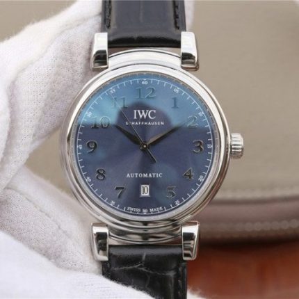 Replica IWC TW Da Vinci IW3566 Blue Dial Black Leather Strap A2892