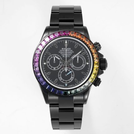 Rolex Daytona Blaken with Black DLC Coating - Modified Rainbow Diamond - Black(1:1 replica)