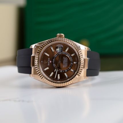 Rolex Replica 1:1 Watch Sky Dweller Chocolate Dial Rubber Strap 42mm