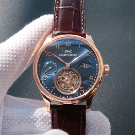 Replica IWC Portuguese Tourbillon Power Reserve Moonphase RG Blue Dial