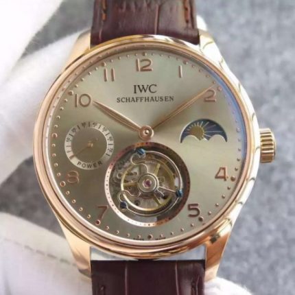 Replica IWC Portuguese Tourbillon Power Reserve Moonphase RG Markers Gray Dial
