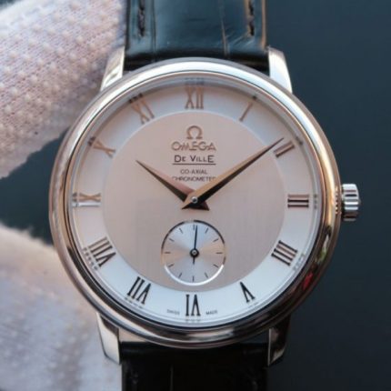 Replica Omega MKF De Ville 39mm Co-Axial White Dial Black Leather A2202