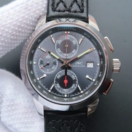 Replica IWC Ingenieur Chrono IW380702 Gray Dial Leather Strap