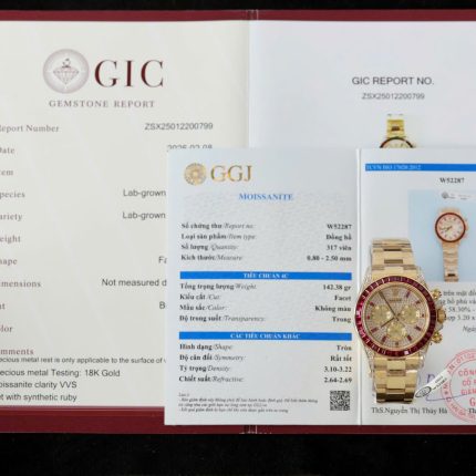 Rolex Daytona 126598TRU Replica Watches Custom Gold Wrapped + Ruby + Diamonds Moissanite 40mm