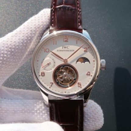 Replica IWC Portuguese Tourbillon Power Reserve Moonphase Gold Maker White Dial