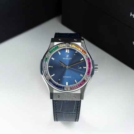 Hublot Classic Fusion Titanium Rainbow Refined Synthentic Gemstones Bezel Best Copy 42mm