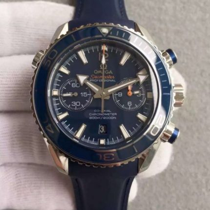 Replica Omega Seamaster Professional Chronograph Blue Bezel Blue Dial Rubber Strap A9900