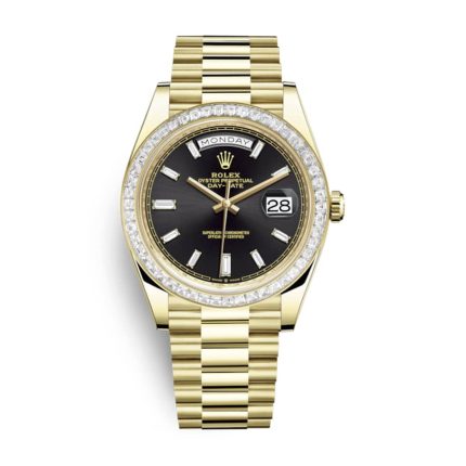Rolex Day-Date 228398TBR Yellow Gold   Diamonds Black Dial Replica