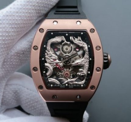 Replica Richard Mille RM057 Dragon Phoenix RG Case SS Dragon Dial Black Rubber Strap