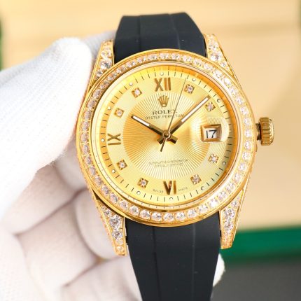 Rolex Logbook Full Luxury-Roman Diamond Dial-18k Nano-Technology 41MM-Golden(1:1 replica)