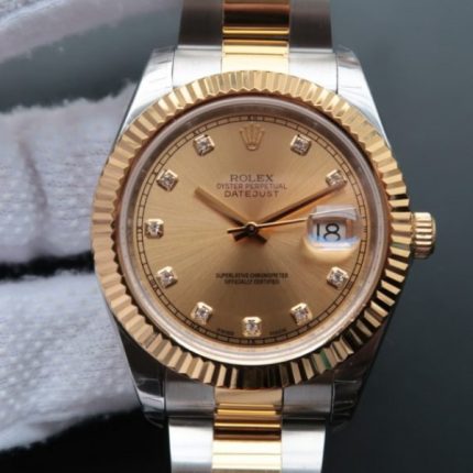 Replica Rolex DateJust II 41mm SS/YG YG Dial Diamonds Marker SS/YG Bracelet A3136