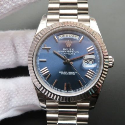 Replica Rolex Day-Date 40mm 228239 Noob Blue Dial SS President Bracelet A3255