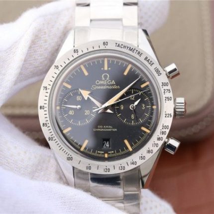 Replica Omega OMF Speedmaster 57 Co-Axial Black Dial Brown Markers SS Bracelet A9300