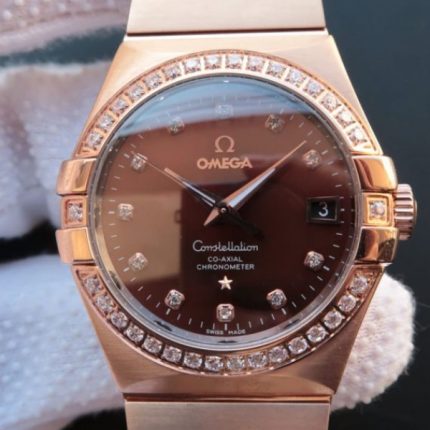 Replica Omega V6 Constellation 123.20.35 RG Case Brown Dial