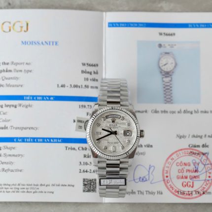 Rolex Day-Date Meteorite Dial Replica Watches Moissanite Diamonds Custom QF Factory 36mm