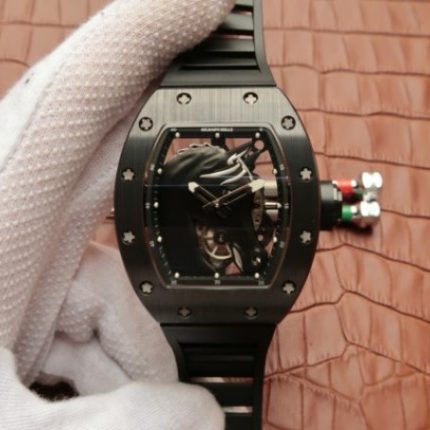 Replica Richard Mille RM52-02 Horse Unique Piece Real Ceramic Black Rubber Strap MIYOTA8215