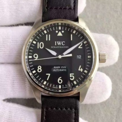 Replica IWC MKF Mark XVIII IW327001 Black Dial Leather Strap