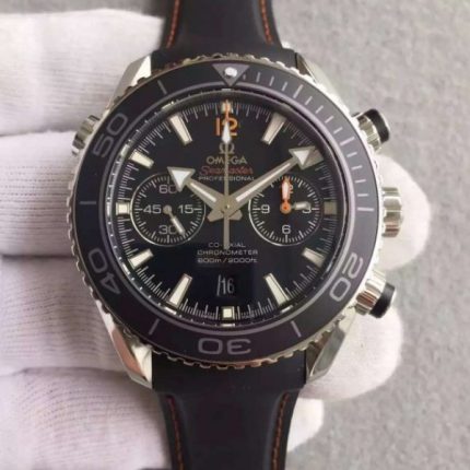 Replica Omega Seamaster Professional Chrono Black Ceramic Black Dial Orange Rubber Strap A9300