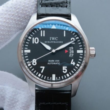 Replica IWC MKF Mark XVII Black Dial Black Leather Strap A2892