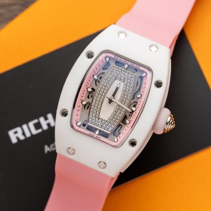 Richard Mille RM07-01 Ceramic Best Replica Watch Pink Rubber Strap 36mm
