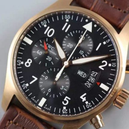 Replica IWC V6 Pilot Chrono RG IW377706 Black Dial A7750
