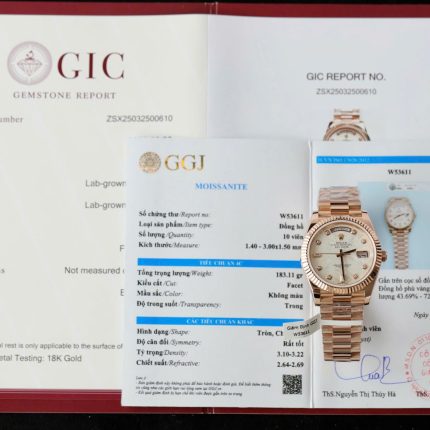 Rolex Day-Date Custom Rose Gold Wrapped + Dial Moissanite Diamonds 40mm