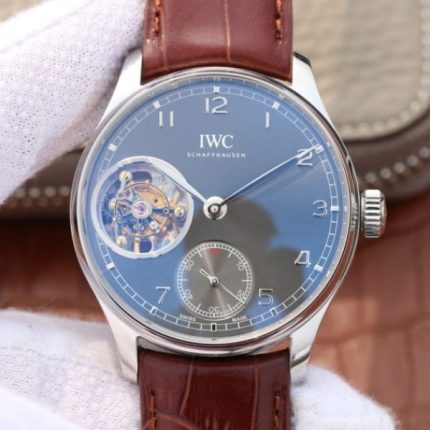 Replica IWC BM Portuguese Tourbillon Gray Dial Leather Strap