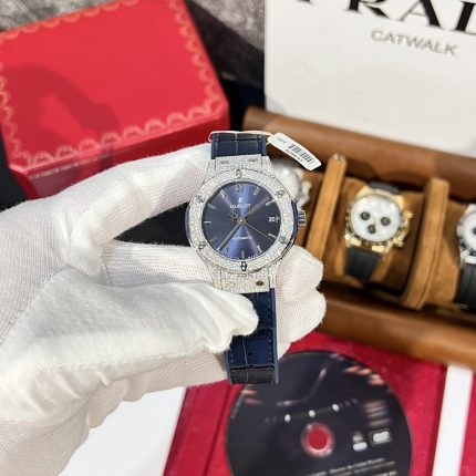 Hublot Replica 11 Watch Classic Fusion Titanium Blue Dial With Moissanite Case 38mm