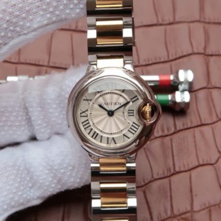 Replica Cartier Ballon Bleu Ladies 28mm SS White Dial SS/YG Bracelet Ronda Quartz