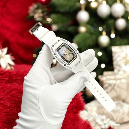 Richard Mille High End Watch Replicas RM07 White Ceramic Women s Bezel Diamonds 36mm