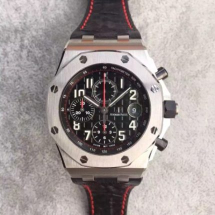 Replica Audemars Piguet JF Royal Oak Offshore Black Theme Black Leather Strap A3126
