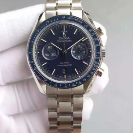 Replica Omega Speedmaster Moonwatch Co-Axial Blue Dial SS Bracelet A9300