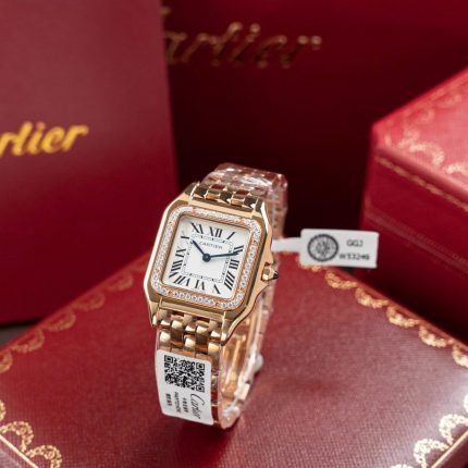 Cartier Panthere WJPN0009 Rose Gold Replica Watches Bezel Diamonds Moissanite 27x37mm