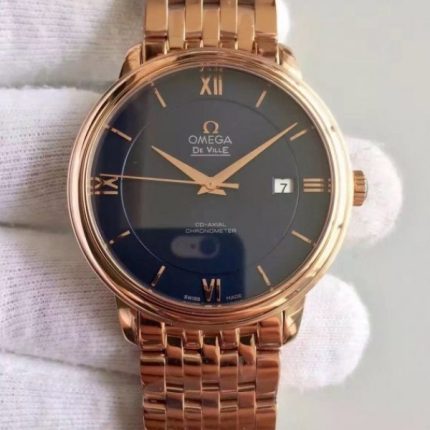 Replica Omega MK De Ville 39.5mm Blue Dial RG Case SS Bracelet A2824