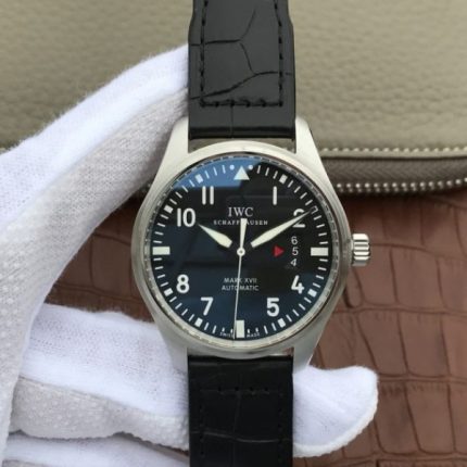Replica IWC XF Mark XVII Black Dial Black Leather Strap A2892