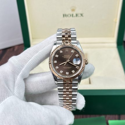 Rolex Replica 11 Watch Datejust Rose Gold Plated Chocolate Dial EW Factory 36mm