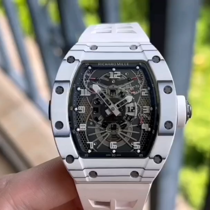 Richard Mille RM 022 Replica White Case White Strap Watch For Men ?C Skeletonized Dial And Carbon Fiber Case