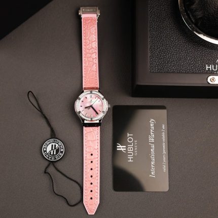 Hublot Classic Fusion Replica Watches Dial Mother Of Pearl Pink + Moissanite Diamonds 33mm