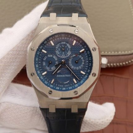 Replica Audemars Piguet JF Royal Oak 41mm 26574 SS Blue Dial Leather Strap A5134