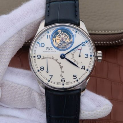 Replica IWC AZ Portuguese Tourbillon IW5046 White Dial Blue Markers