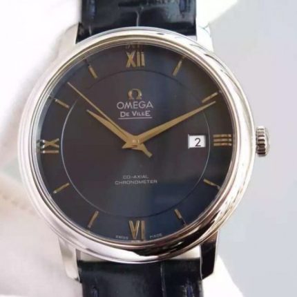 Replica Omega MKF De Ville 39.5mm SS Blue Dial Blue Leather Strap A8500