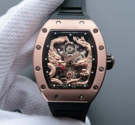 Replica Richard Mille RM057 Dragon Phoenix RG Case RG Dragon Dial Black Rubber Strap