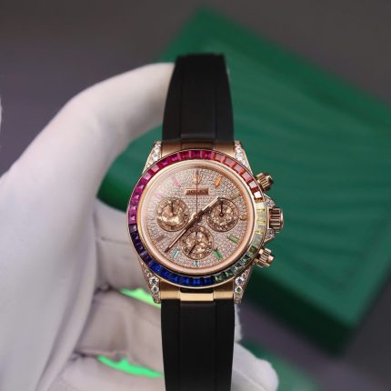 Rolex Daytona Rainbow Copies Watch Rubber Strap MS Factory 40mm