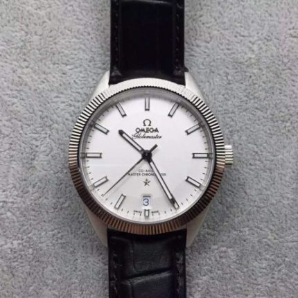 Replica Omega Globemaster Master Chronometer SS White Dial Leather Strap