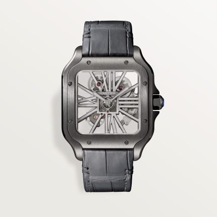 Fake Cartier watch Santos large model mechanical movement Black ADLC Steel Skeleton Dial WHSA0009 TWF(1:1 replica)