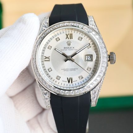 Rolex Logbook Full Luxury-Roman Diamond Dial-18k Nano-Technology 41MM-White(1:1 replica)