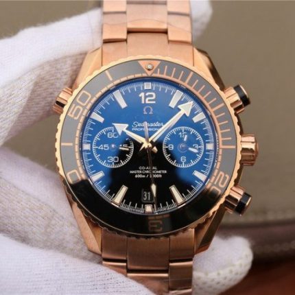 Replica Omega OMF Planet Ocean Master Chronometer RG Black Bezel Black Dial RG Bracelet A9901
