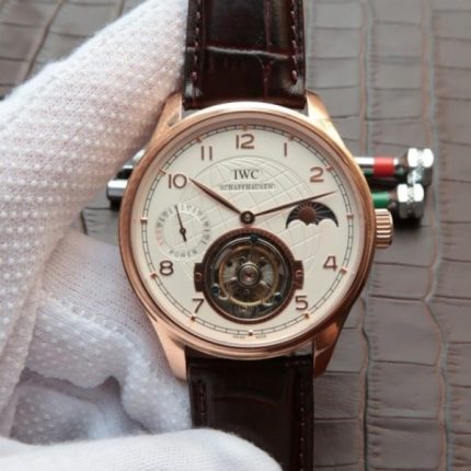 Replica IWC Portuguese Tourbillon Power Reserve Moonphase RG White Dial